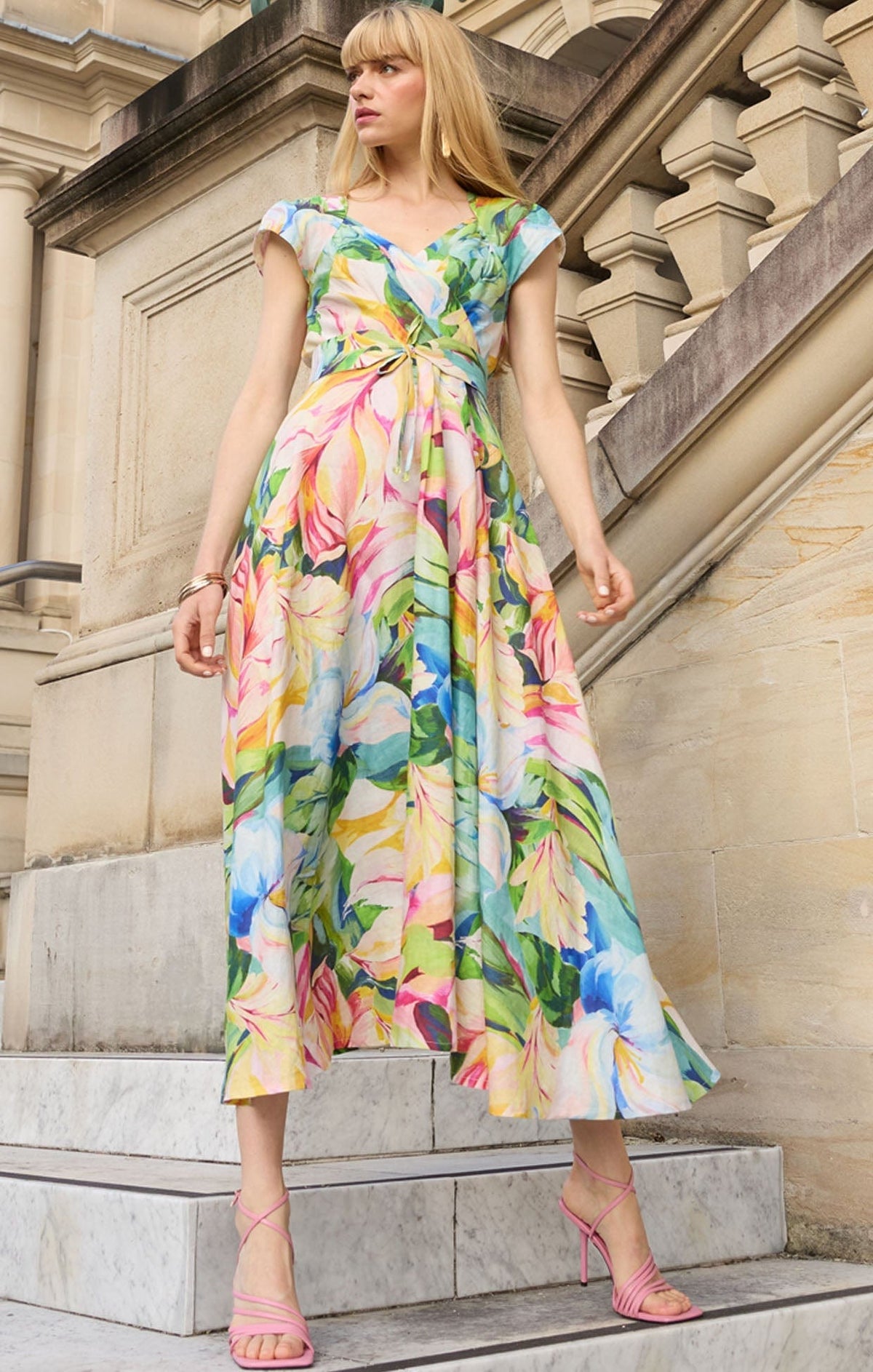 Sacha Drake Dahlia Midi Dress /watercolour floral