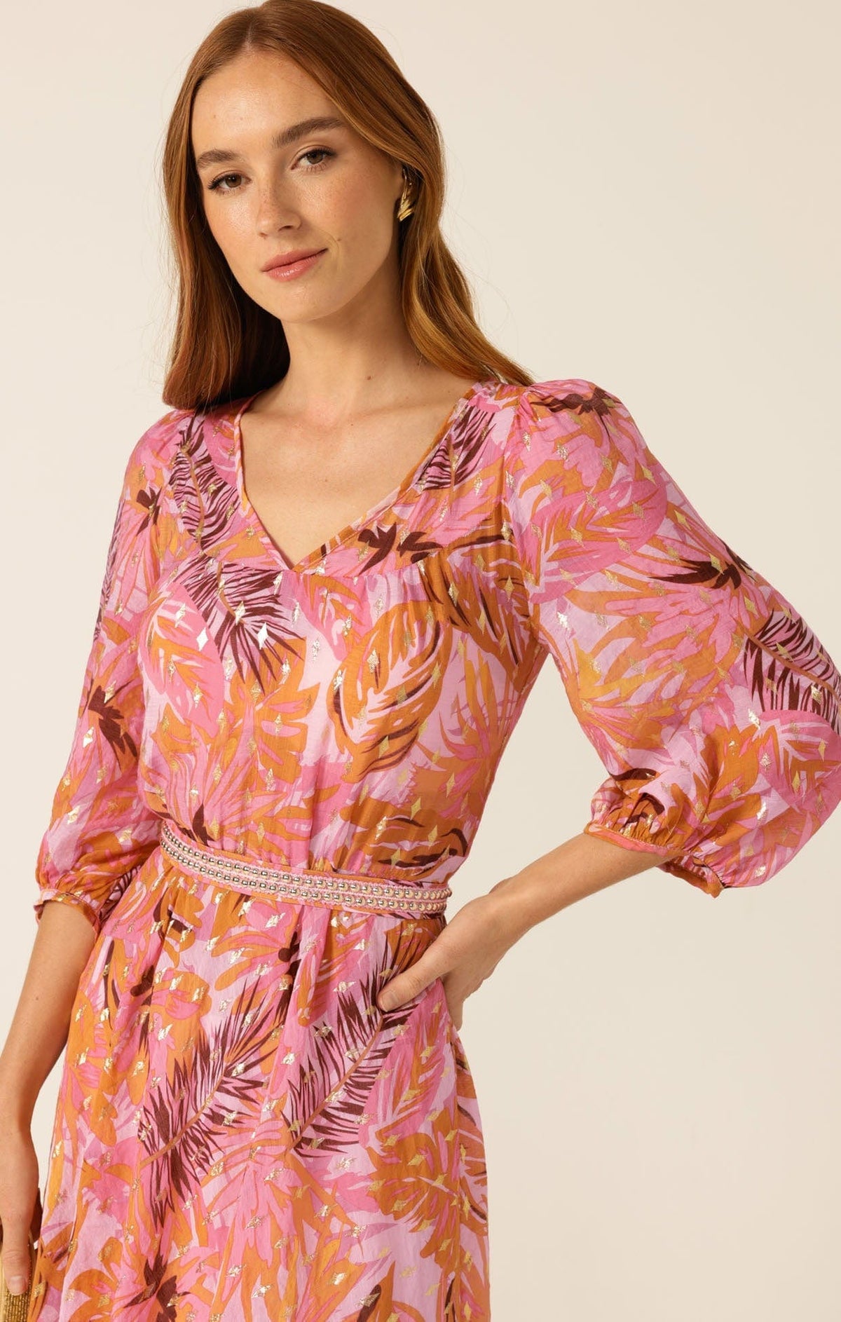 Sacha Drake sangria splash dress pink orange tropical