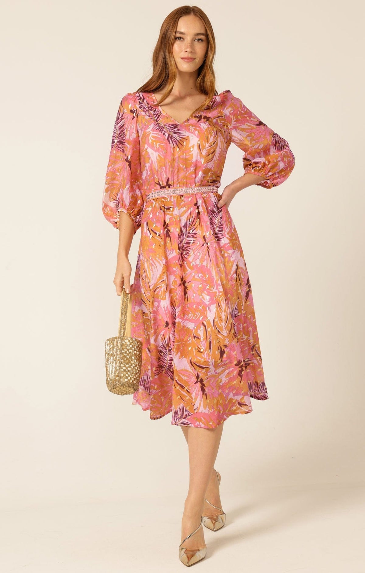 Sacha Drake sangria splash dress pink orange tropical