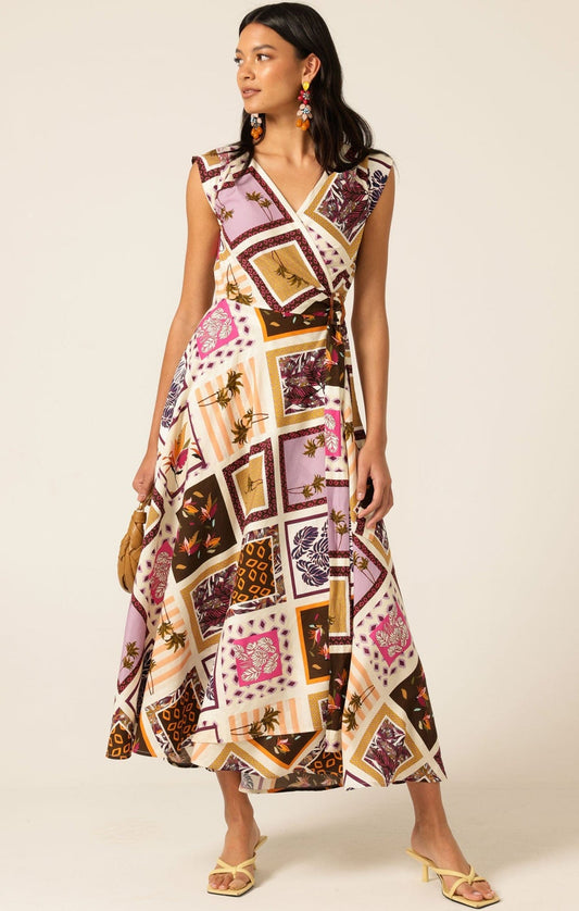 Sacha Drake Sunset Chase Wrap Dress - Magenta Choc Tile