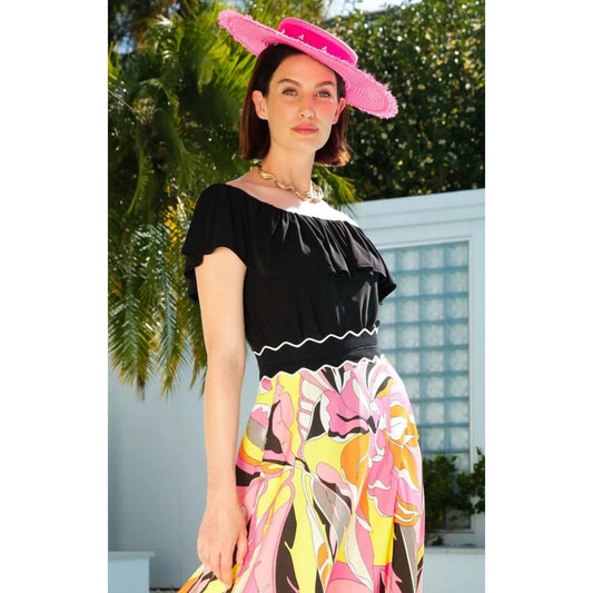 Sacha Drake Off the Shoulder Frill Top (Black or white)