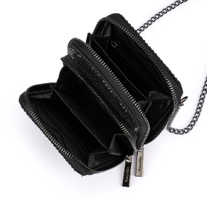 Olga Berg ELTON Mesh Cross Body Bag - BLACK