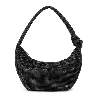 Olga Berg JESSICA Crystal Mesh Bag - BLACK