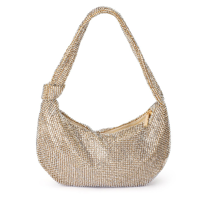 Olga Berg JESSICA Crystal Mesh Bag - CHAMPAGNE