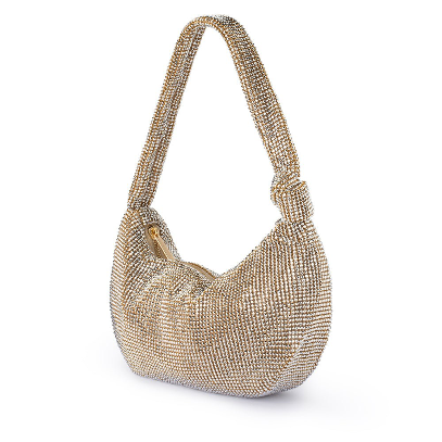 Olga Berg JESSICA Crystal Mesh Bag - CHAMPAGNE
