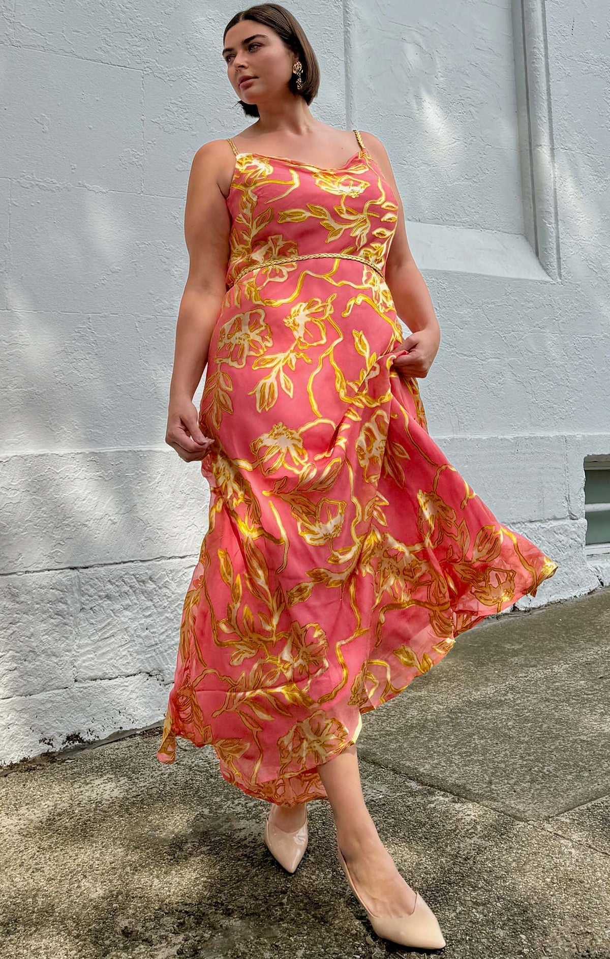 Sacha Drake Peach Pheasant Dress