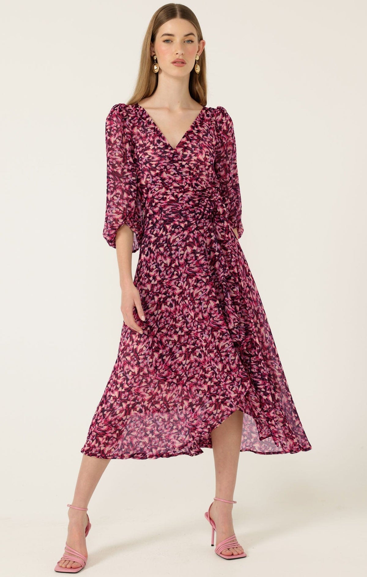 Sacha Drake Zora Wrap Dress - Pink Lilac Feather