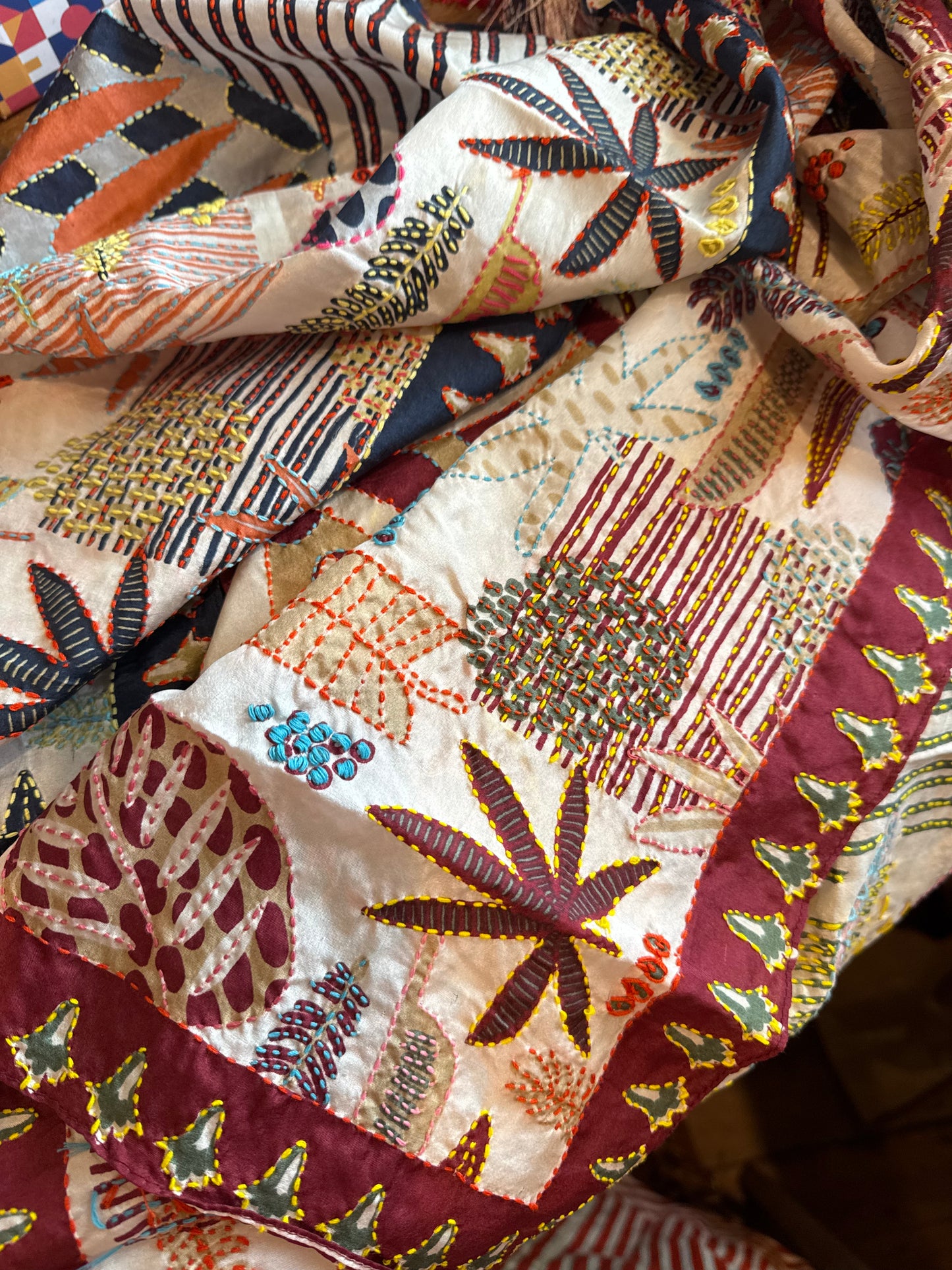 Zoda Silk Embroidered Scarf