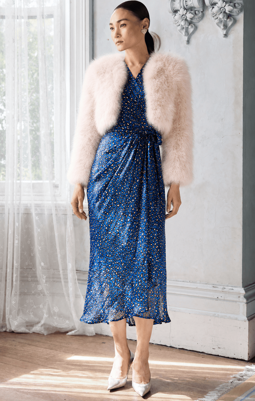 Sacha Drake Shona Midi Wrap Dress - Cobalt & Pink
