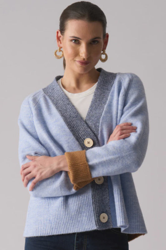 Foil Plush Love Cardi Blue Combo