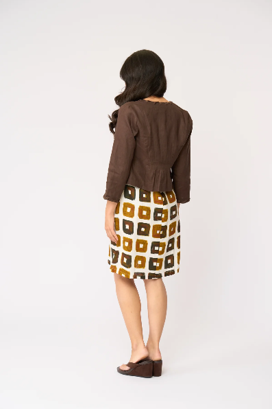 Foil Braidy Bunch Jacket (Cocoa & Pale Blue)