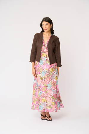 Foil Braidy Bunch Jacket (Cocoa & Pale Blue)