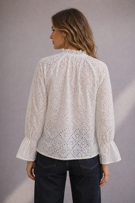 Azure & Indigo Lacewood Blouse Off White