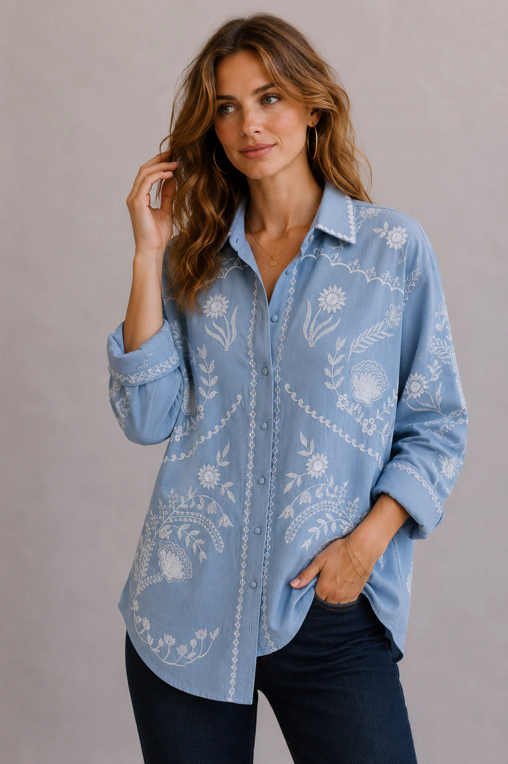 Azure & Indigo Feather Shirt Chambray