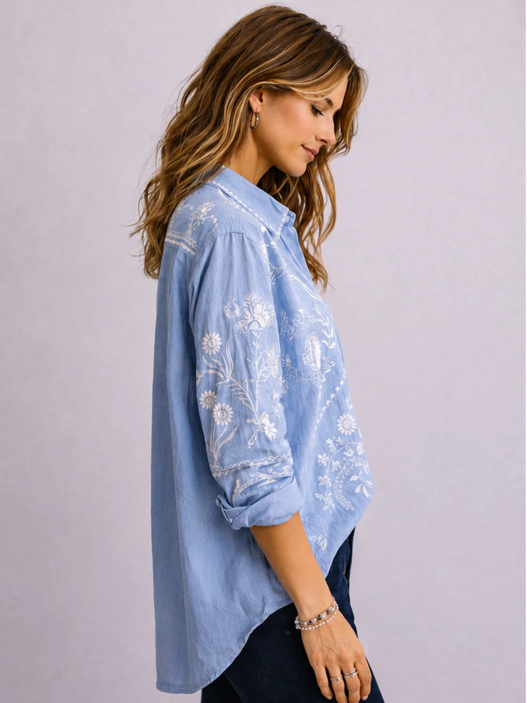 Azure & Indigo Feather Shirt Chambray