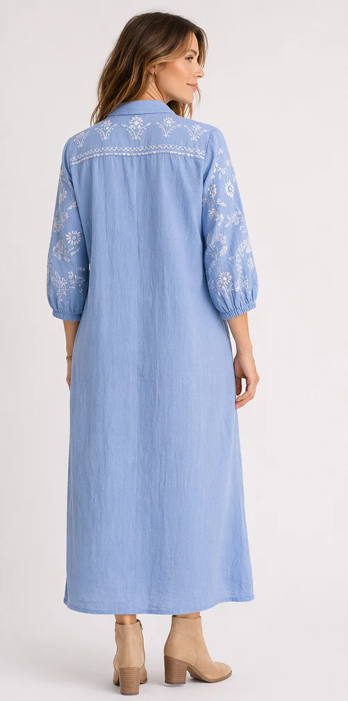 Azure & Indigo Feather Shirt Dress Chambray