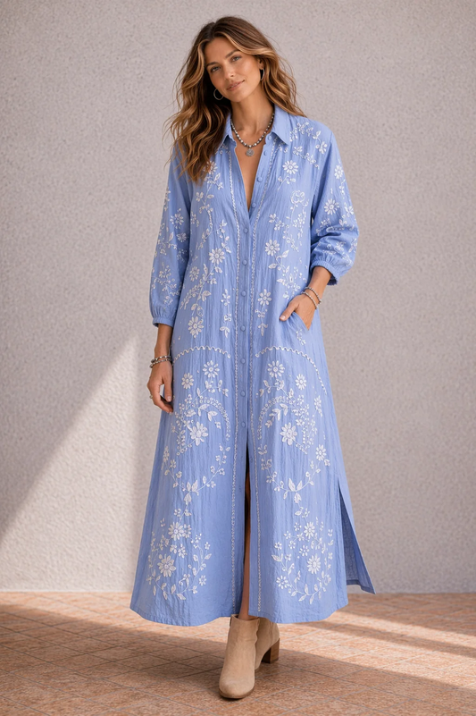 Azure & Indigo Feather Shirt Dress Chambray