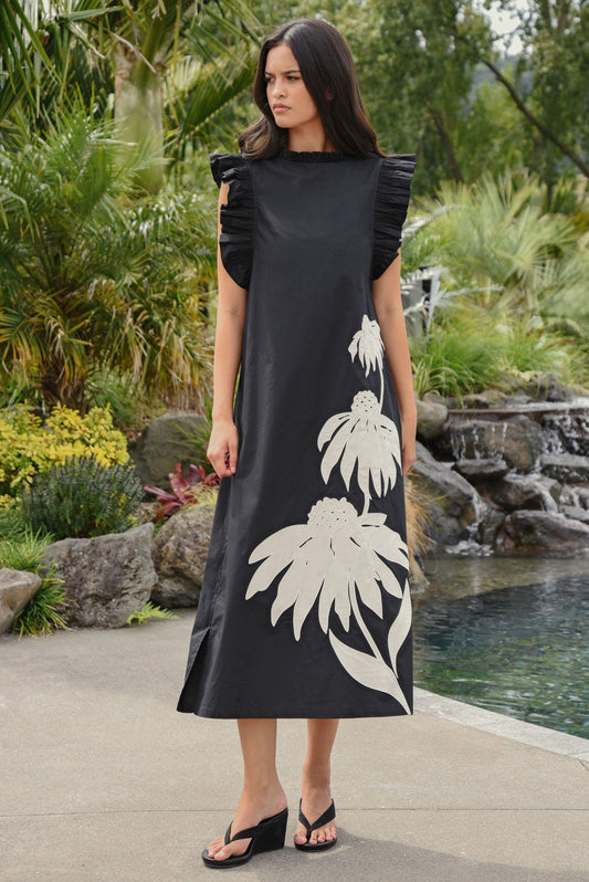 Coop by Trelise Cooper ~ Three-Mendous Blooms Dress Black & Cream