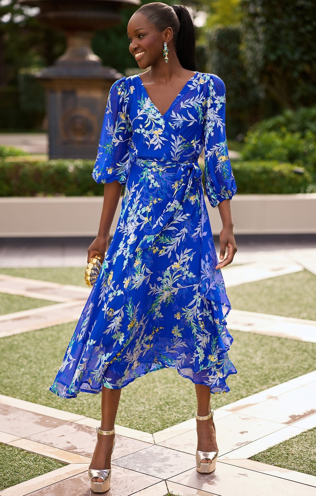 Sacha Drake Elspeth Wrap Dress/Sapphire Floral