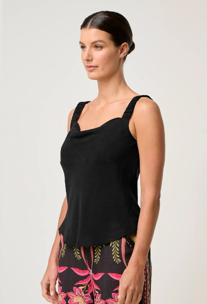 Once Was - Delray Reversible Cowl & V Neck Cami / Black or Ivory