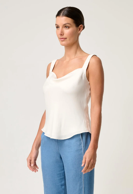 Once Was - Delray Reversible Cowl & V Neck Cami / Black or Ivory