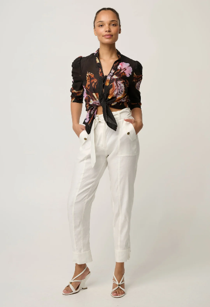Once Was - Trinidad Stretch Linen Button Cuff Pant / Ivory