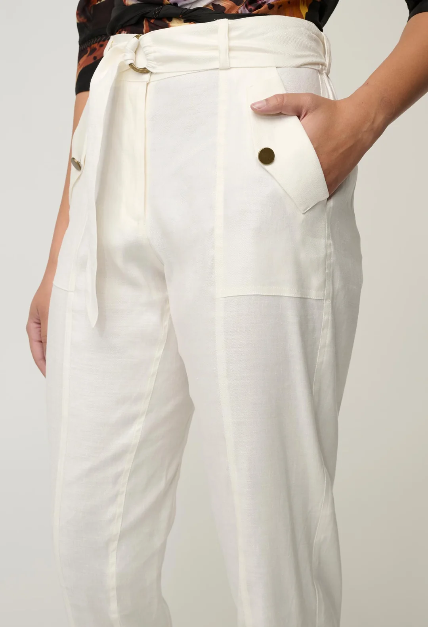 Once Was - Trinidad Stretch Linen Button Cuff Pant / Ivory