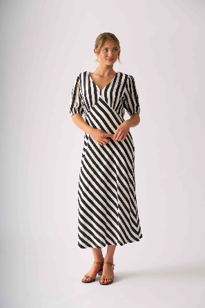 Foil stripe delight dress ink stripe