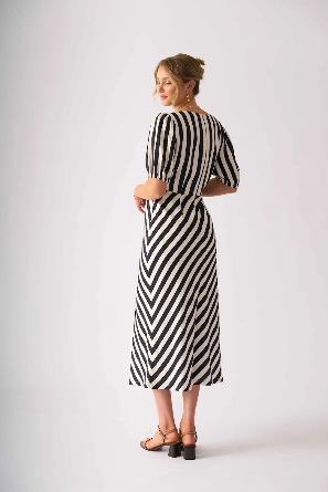 Foil stripe delight dress ink stripe