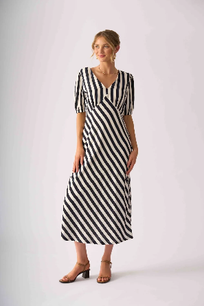 Foil stripe delight dress ink stripe