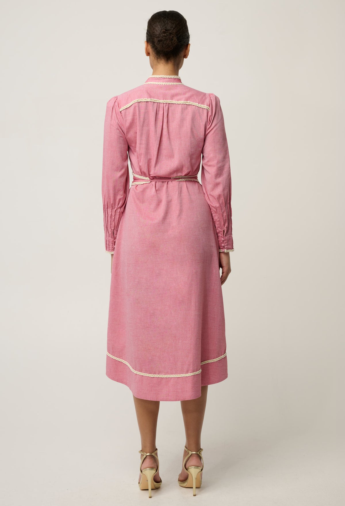 Once Was - Isla Cotton Chambray Trim Detail Dress / Blush