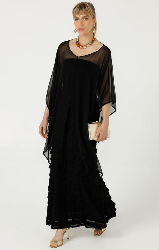 Sacha Drake Sheer Cape ~ Black OS