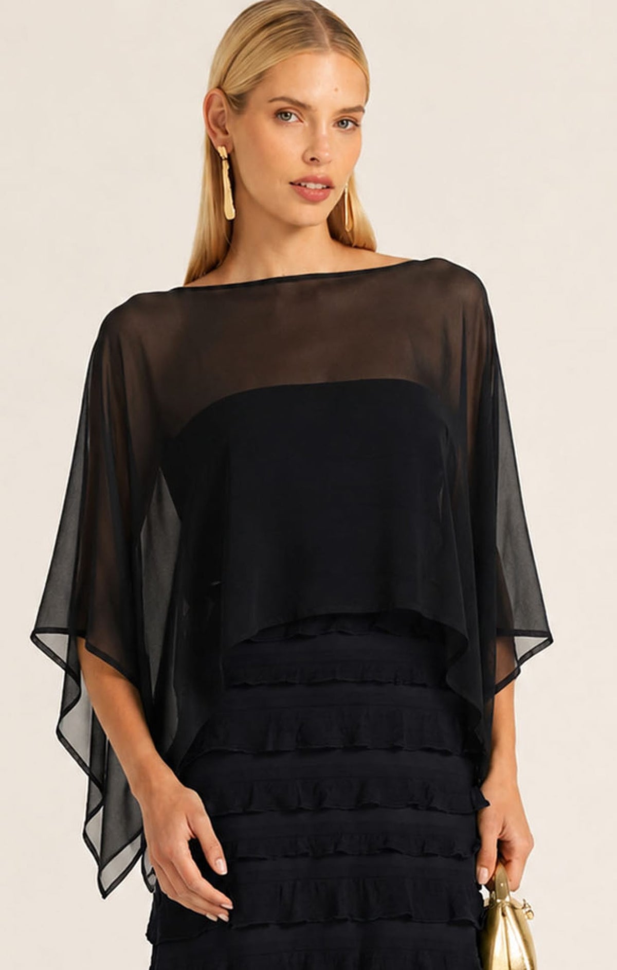 Sacha Drake Sheer Cape ~ Black OS