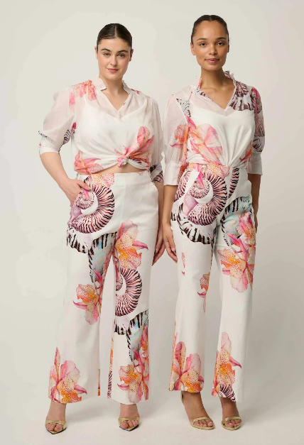 Once Was Kelsey Stretch Linen Pant - Nautilus Bloom