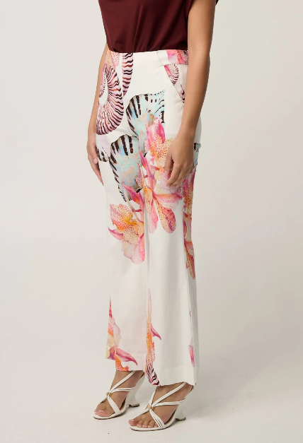 Once Was Kelsey Stretch Linen Pant - Nautilus Bloom