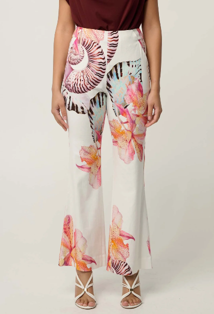 Once Was Kelsey Stretch Linen Pant - Nautilus Bloom