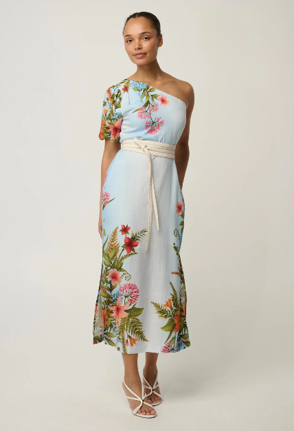 Once Was Elodie One Shoulder Linen Dress - Bloomscape