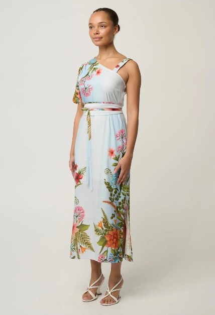 Once Was Elodie One Shoulder Linen Dress - Bloomscape