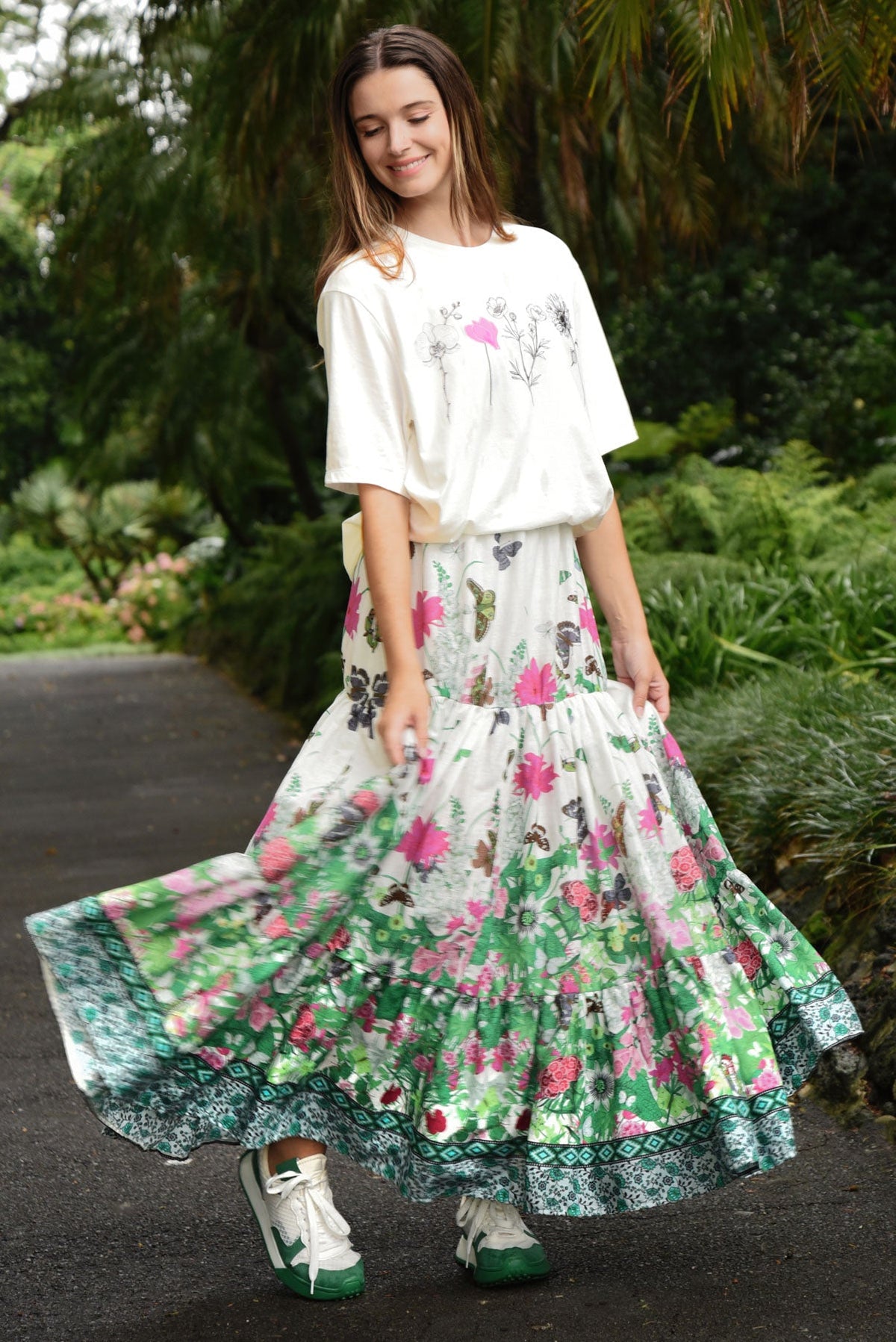 Curate Free Feeling Skirt Floral Border