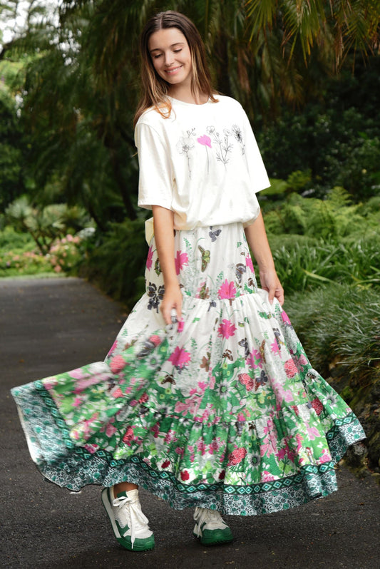Curate Free Feeling Skirt Floral Border