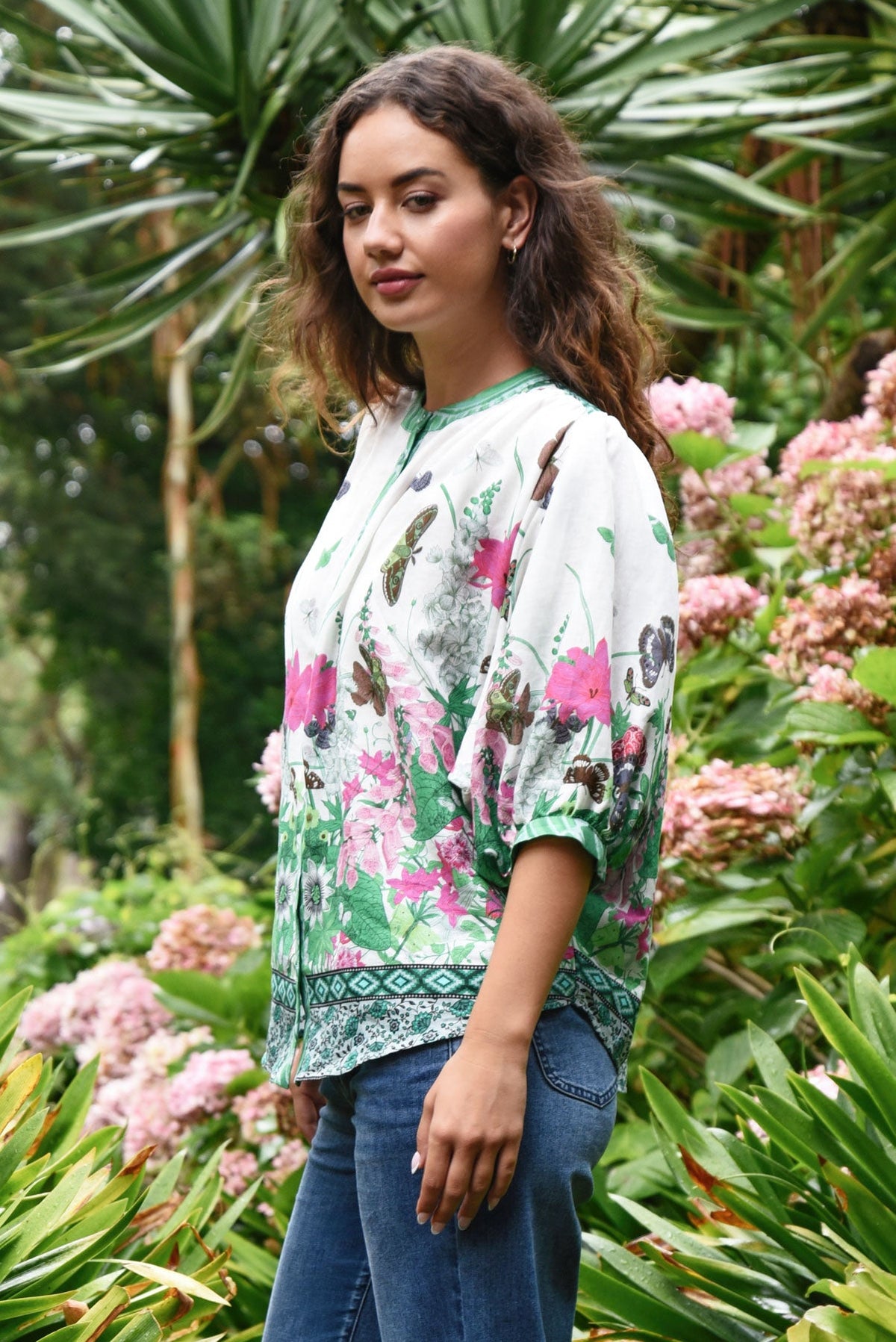 Curate Embrace The Present Shirt Floral Border