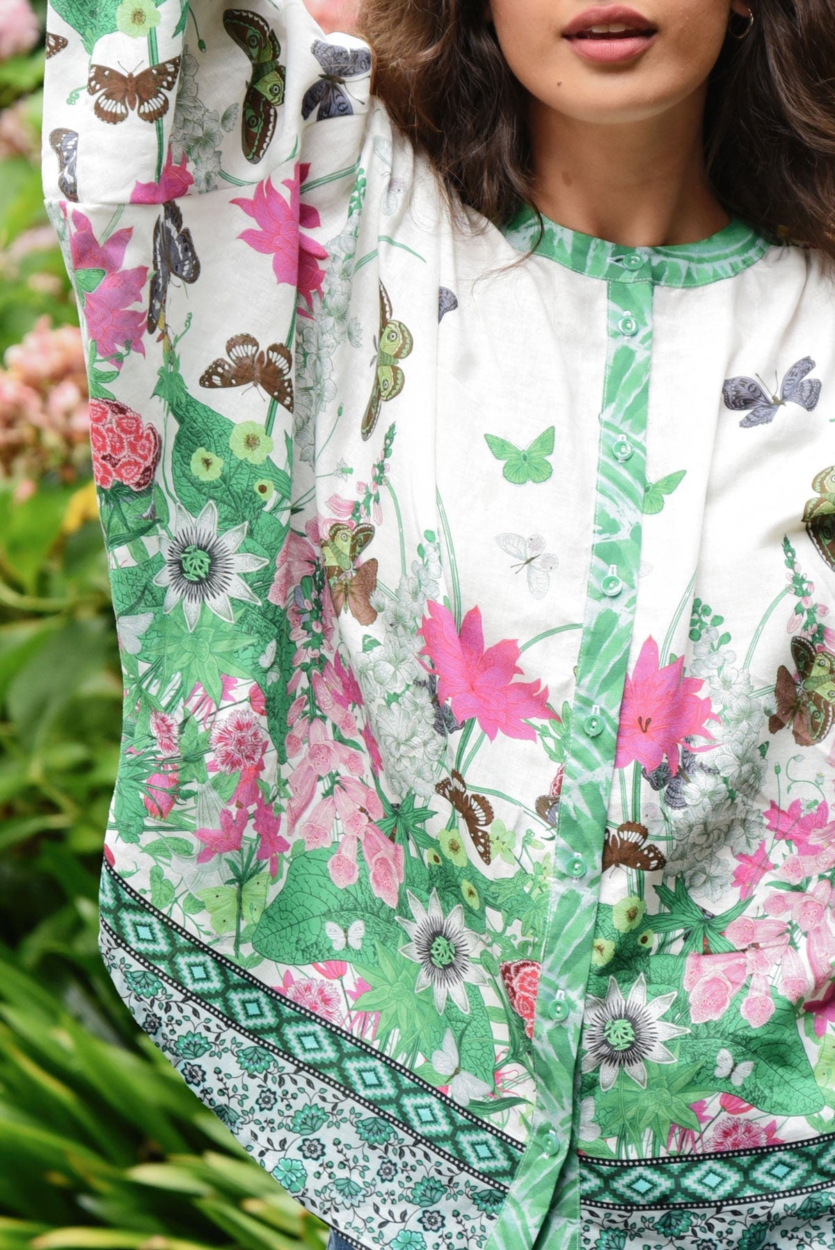 Curate Embrace The Present Shirt Floral Border