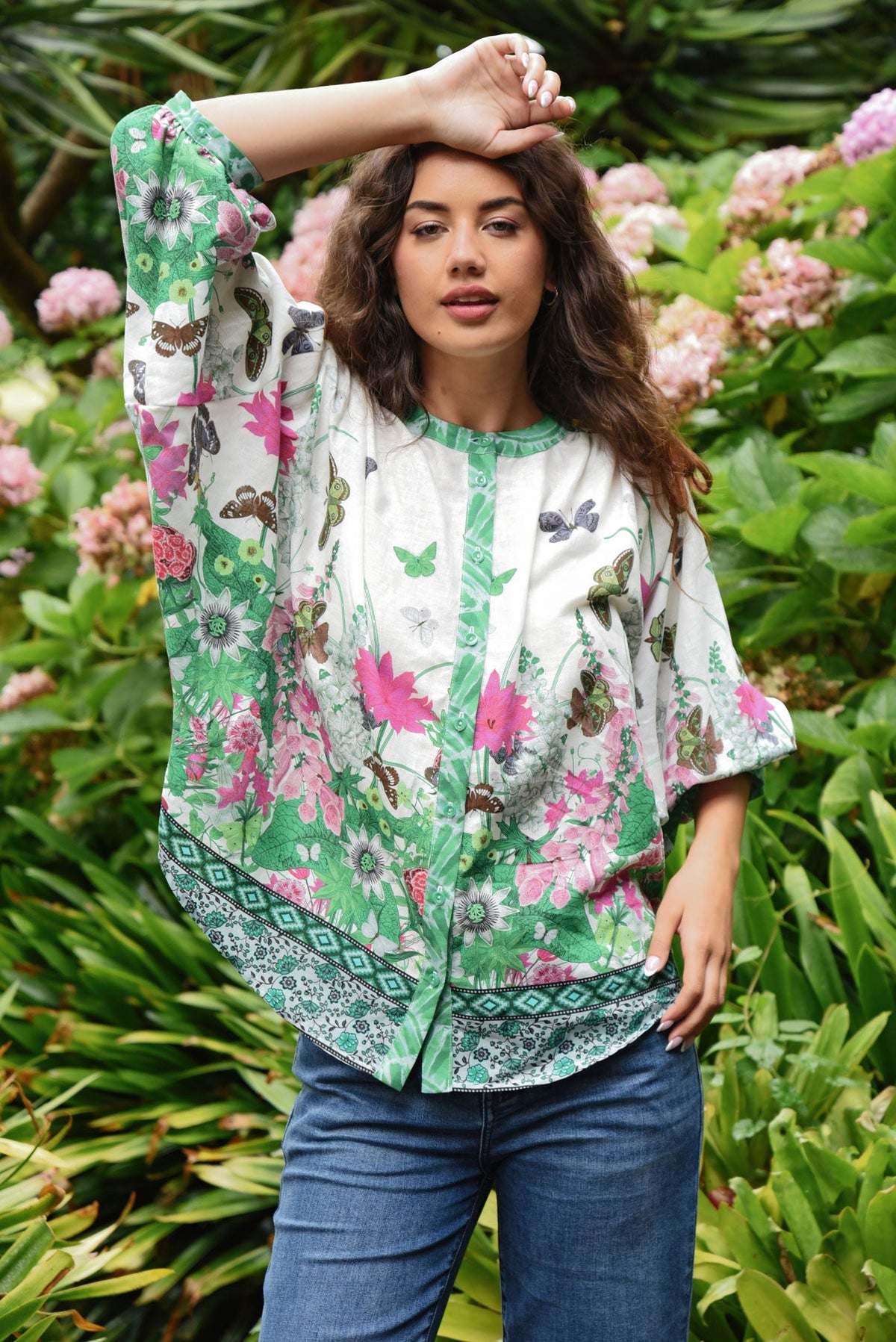 Curate Embrace The Present Shirt Floral Border