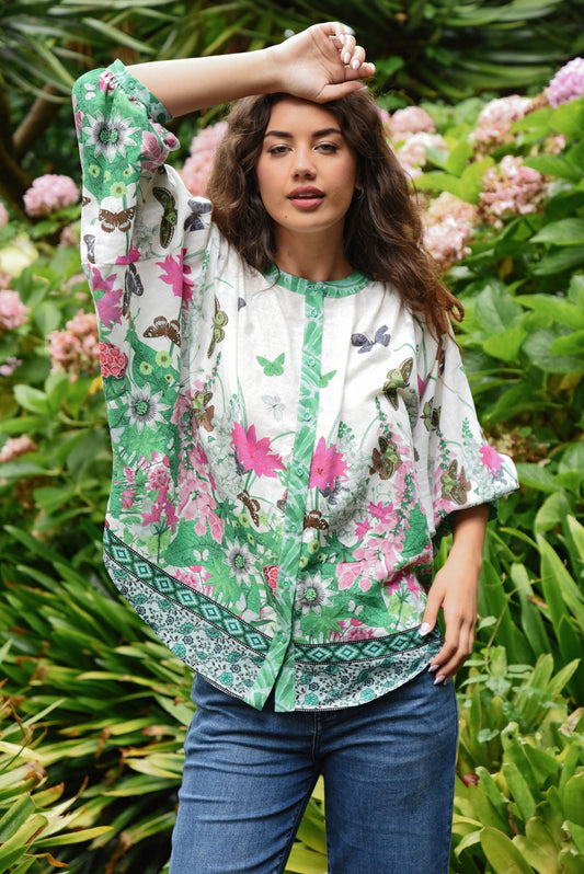 Curate Embrace The Present Shirt Floral Border