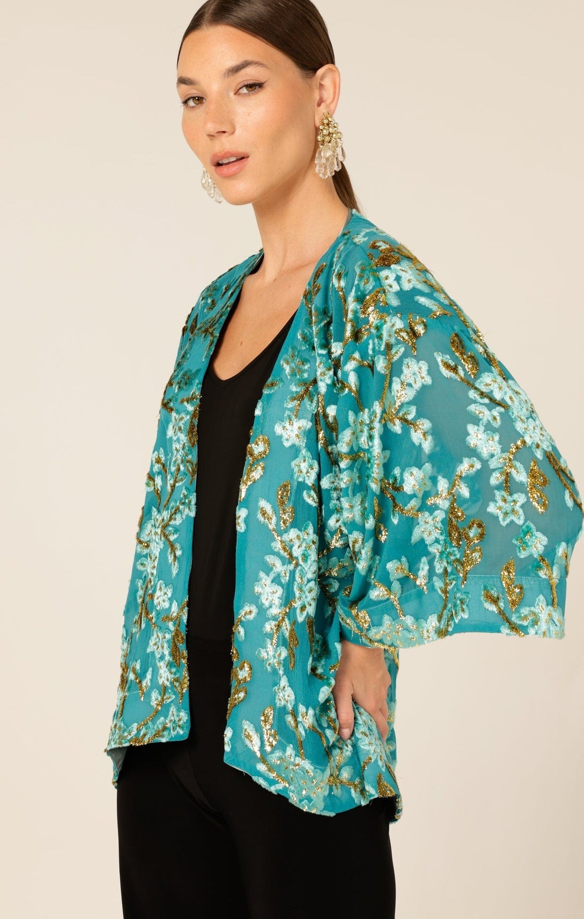 Sacha Drake Blossom Kimono - Turquoise Gold