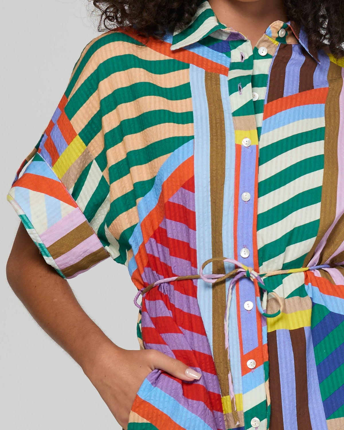 Boom Shankar Maui Shirt Dress Liquorice Stripe