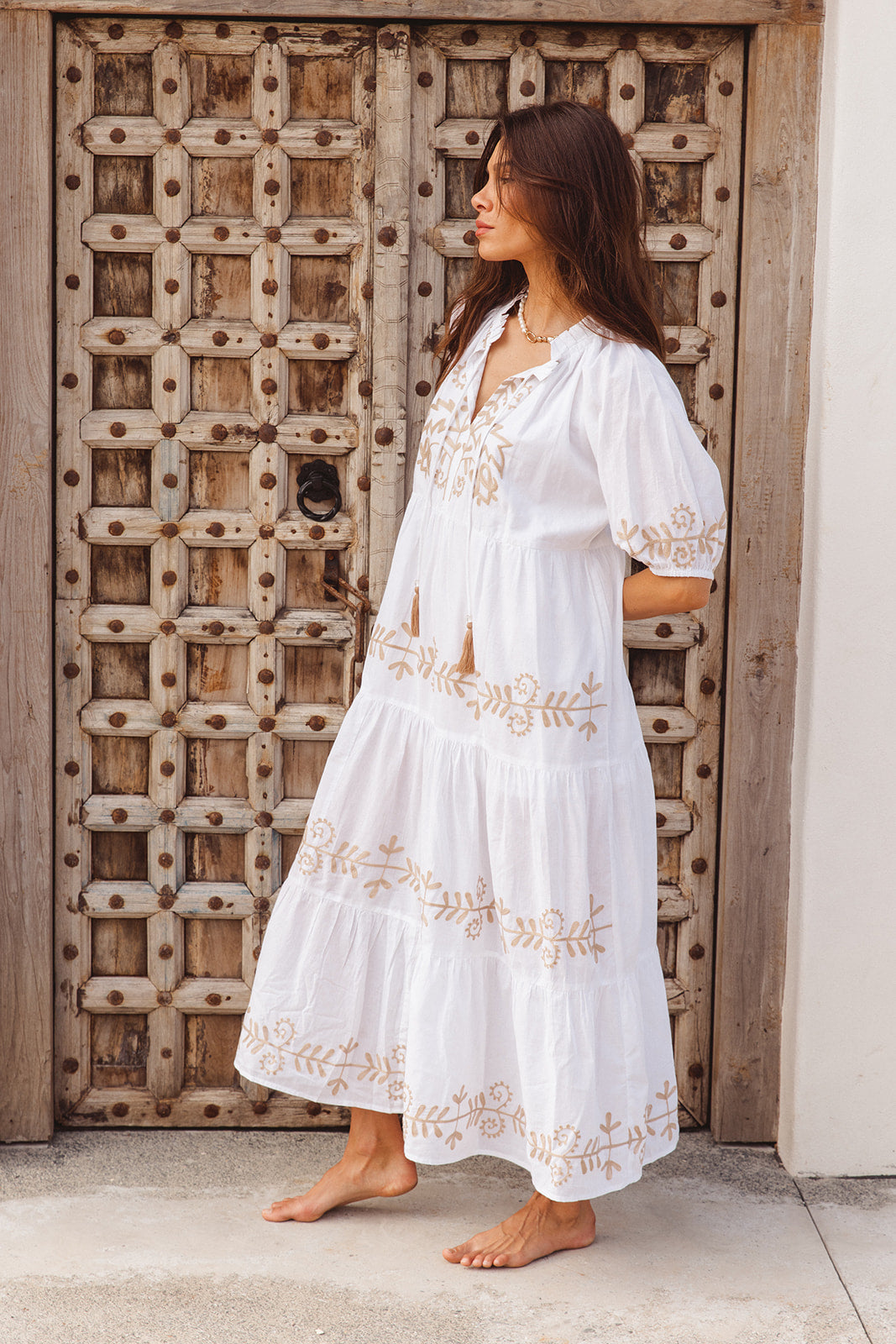 I Am Pylgrym Julia Dress - White with Imperial Aari Embroidery
