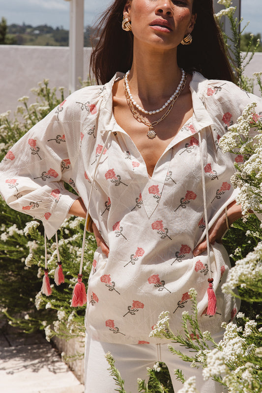 I Am Pylgrym Santorini Top in Desert Roza Print
