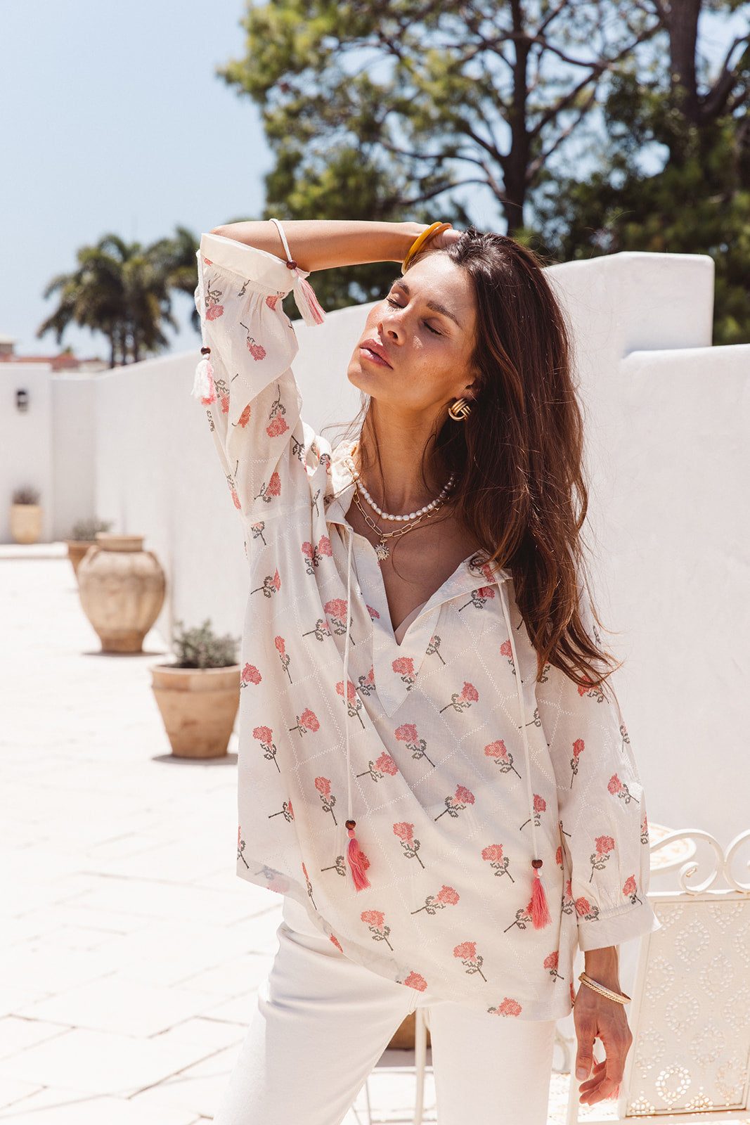 I Am Pylgrym Santorini Top in Desert Roza Print