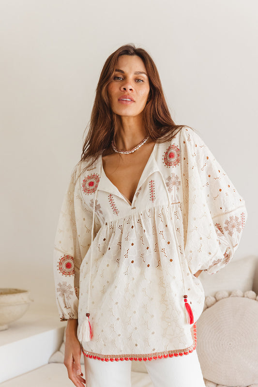 I Am Pylgrym Byron Top in Temple Embroidery